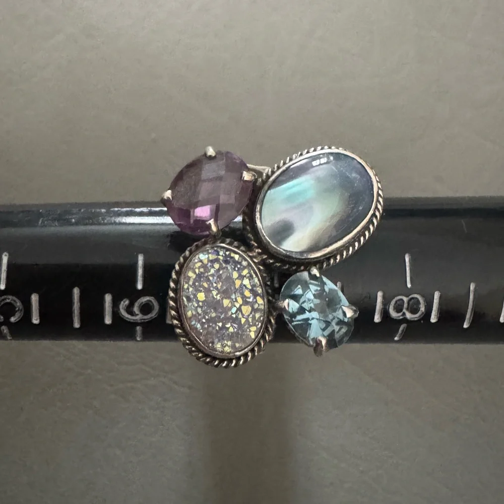 Lori Bonn Sterling Silver Multi-stone Ring